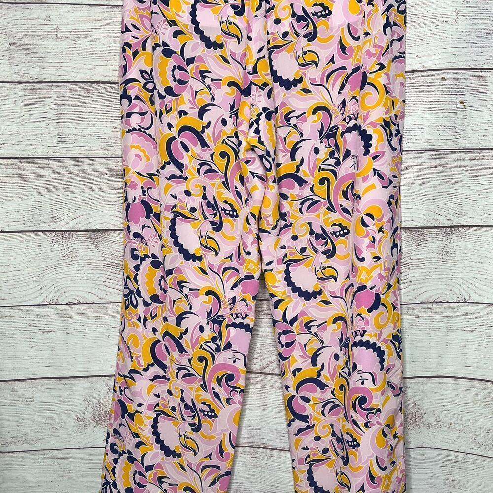 J. Crew Pull On 100% Silk Colorful Fun Bright Paisley Swirl Pants Size 8 - Picture 7 of 12